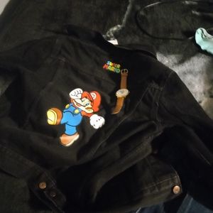 Levi blk Mario bro jean jacket size meduim